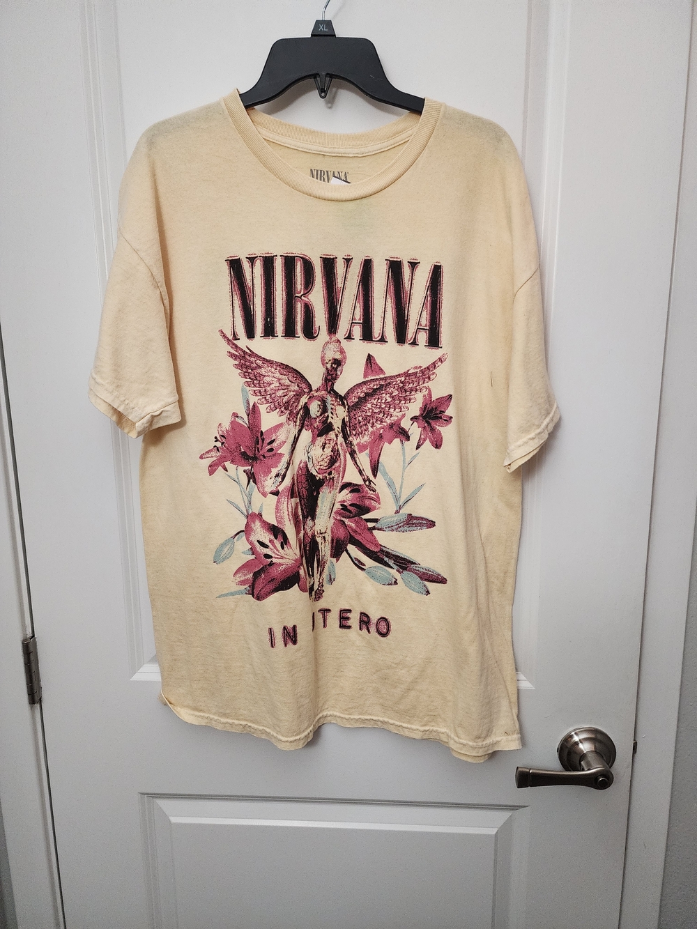 Nirvana In Utero Tour Graphic Tee - Beige with Pink Floral Print - Picture 3 of 5